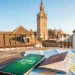 Permiso ETIAS aprobado en móvil para viajar a España con pasaporte y seguro médico