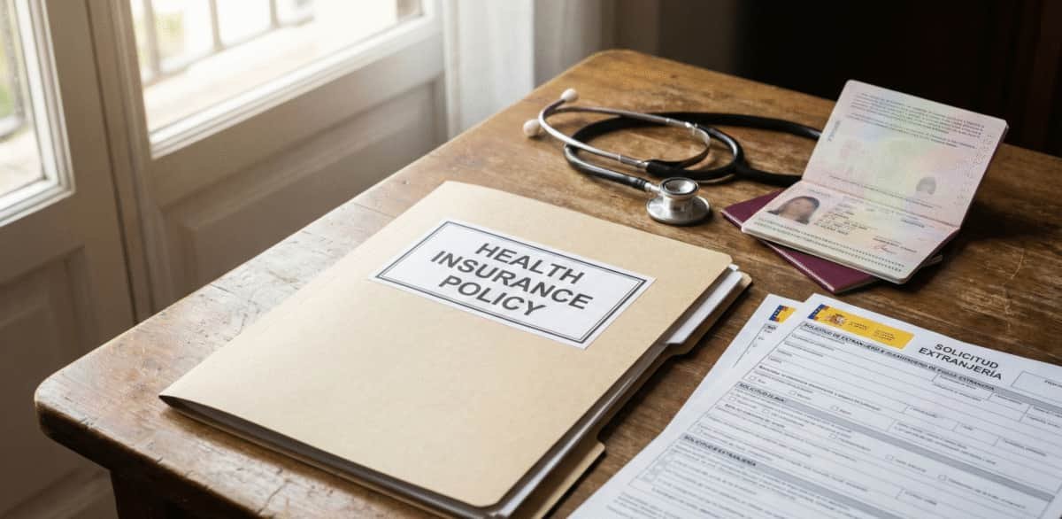 Documentación y póliza de seguro médico para renovación de extranjería