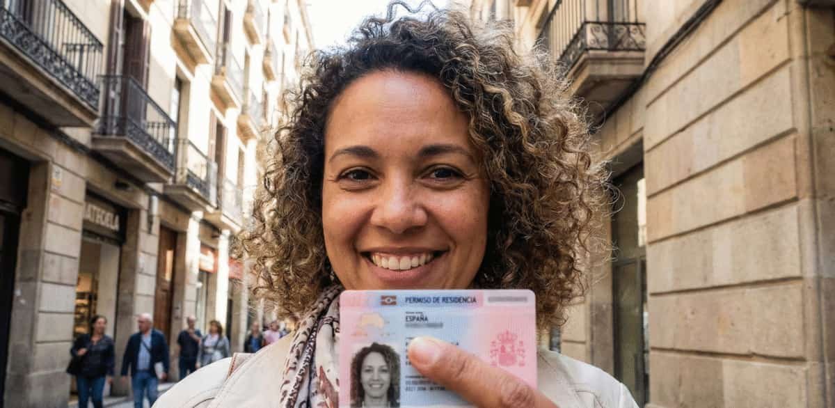 Extranjero sonriendo con su tarjeta TIE renovada en España 2026